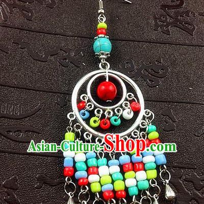 Top Grade Chinese Traditional Ethnic Accessories Zang Nationality Tassel Earrings for Women