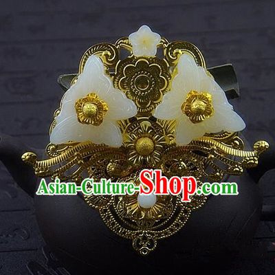 Chinese Ancient Imperial Consort Jade Butterfly Hair Claw Hairpins Traditional Palace Hanfu Hair Accessories for Women