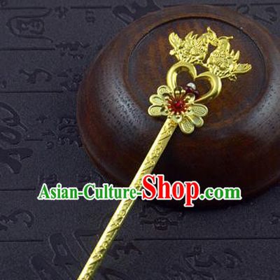Chinese Ancient Wedding Bride Golden Mandarin Duck Hairpins Traditional Palace Hanfu Hair Accessories for Women