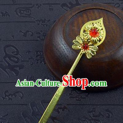 Chinese Ancient Wedding Bride Golden Hairpins Traditional Palace Hanfu Hair Accessories for Women