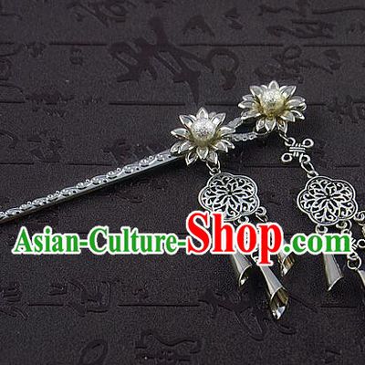 Chinese Ancient Princess Lotus Tassel Hairpins Traditional Palace Hanfu Wedding Hair Accessories for Women