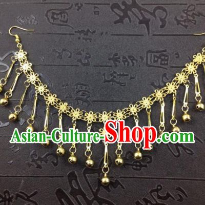 Chinese Ancient Princess Golden Tassel Eyebrows Pendant Hairpins Traditional Palace Hair Accessories for Women