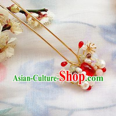 Chinese Ancient Princess Pearls Butterfly Hairpins Traditional Palace Hair Accessories for Women