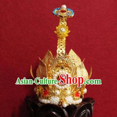 Handmade Chinese Taoism Blueing Hairdo Crown Traditional Ancient Taoist Swordsman Hair Accessories for Men