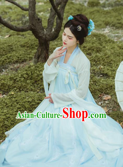 Chinese Traditional Tang Dynasty Embroidered Hanfu Dress Ancient Court Maid Costume for Women Chinese Traditional Tang Dynasty Embroidered Hanfu Dress Ancient Court Maid Costume for Women