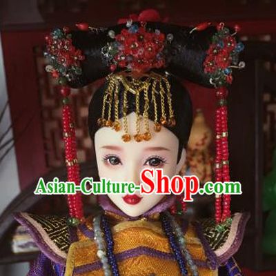 Chinese Ancient Court Lady Tassel Headwear Traditional Qing Dynasty Palace Manchu Hair Accessories for Women