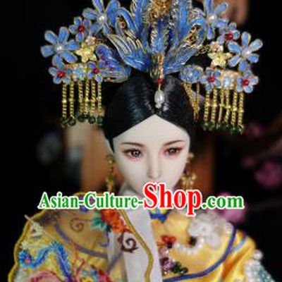 Chinese Ancient Qing Dynasty Manchu Imperial Consort Phoenix Headwear Traditional Palace Hair Accessories for Women