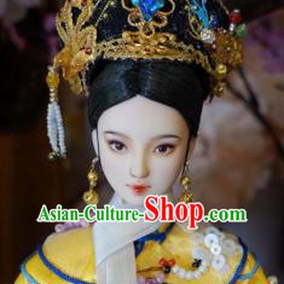 Chinese Ancient Manchu Queen Headwear Traditional Qing Dynasty Palace Hair Accessories for Women