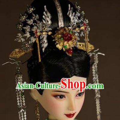 Chinese Ancient Imperial Concubine Hairpins Phoenix Coronet Headwear Traditional Tang Dynasty Hair Accessories for Women