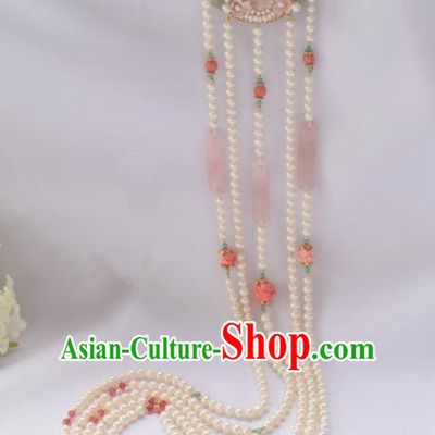 Handmade Chinese Ancient Princess Pearls Tassel Pendant Traditional Hanfu Waist Accessories for Women
