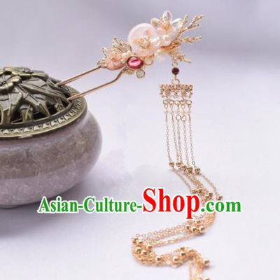 Chinese Ancient Princess Golden Tassel Hairpins Traditional Hanfu Hair Accessories for Women