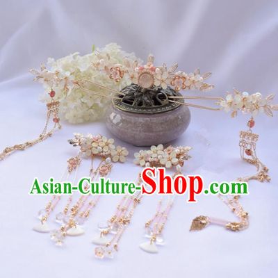 Chinese Ancient Princess Tassel Hair Claws Hairpins Traditional Hanfu Hair Accessories Complete Set for Women