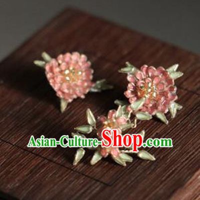 Chinese Ancient Princess Peach Blossom Hairpins Headwear Traditional Hanfu Hair Accessories for Women