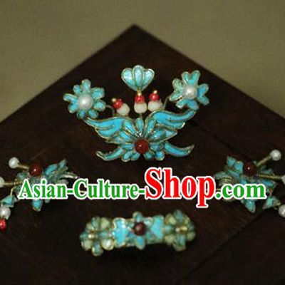 Chinese Ancient Manchu Lady Hairpins Headwear Traditional Qing Dynasty Princess Hair Accessories for Women