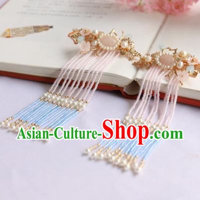 Chinese Ancient Princess Hairpins Tassel Hair Claws Traditional Hanfu Hair Accessories for Women