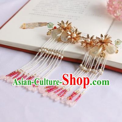 Chinese Ancient Princess Hairpins Tassel Shell Hair Claws Traditional Hanfu Hair Accessories for Women