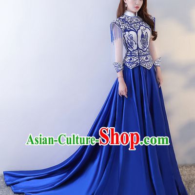 Blue White Royal Beautiful Big Event Evening Dress