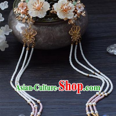 Chinese Ancient Princess Palace Long Tassel Hair Claws Hairpins Traditional Handmade Hanfu Hair Accessories Complete Set for Women