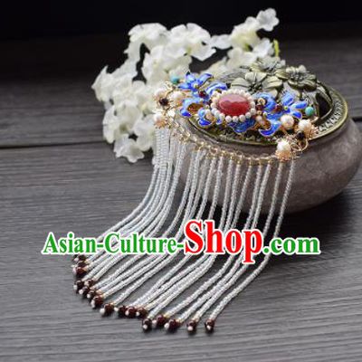 Chinese Ancient Princess Palace Cloisonne Agate Tassel Hairpins Traditional Handmade Hanfu Hair Accessories for Women