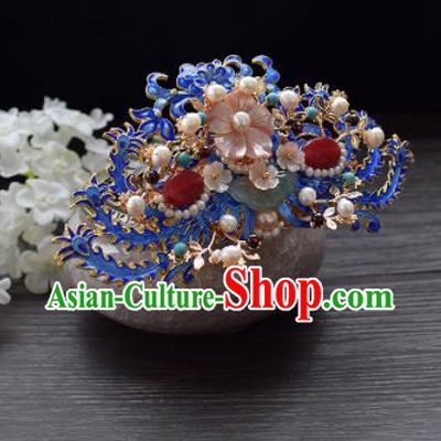 Chinese Ancient Princess Palace Cloisonne Hairpins Traditional Handmade Hanfu Hair Accessories Complete Set for Women