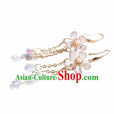 Chinese Ancient Princess Flower Ear Accessories Traditional Hanfu Golden Flower Earrings for Women