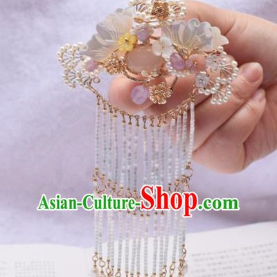 Chinese Ancient Princess Palace Shell Butterfly Tassel Hair Claw Hairpins Traditional Handmade Hanfu Hair Accessories for Women