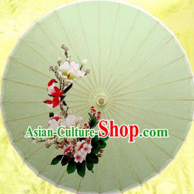 Handmade Chinese Traditional Printing Green Umbrellas Ancient Oiled Paper Umbrella
