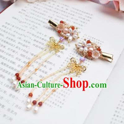 Chinese Ancient Princess Palace Pearls Hair Claws Hairpins Traditional Handmade Hanfu Hair Accessories for Women