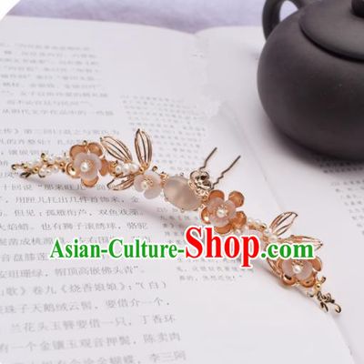 Chinese Ancient Princess Palace Flowers Hairpins Traditional Handmade Hanfu Hair Accessories for Women