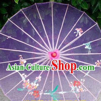 Handmade Printing Plum Blossom Purple Oiled Paper Umbrellas Chinese Traditional Ancient Princess Umbrella