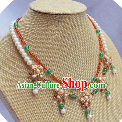 Handmade Chinese Hanfu Tassel Necklace Traditional Ancient Princess Necklet Accessories for Women