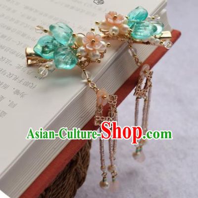 Chinese Ancient Palace Green Leaf Hair Claws Princess Hairpins Traditional Handmade Hanfu Hair Accessories for Women