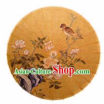 Chinese Ancient Oiled Paper Umbrella Traditional Handmade Printing Peony Umbrellas