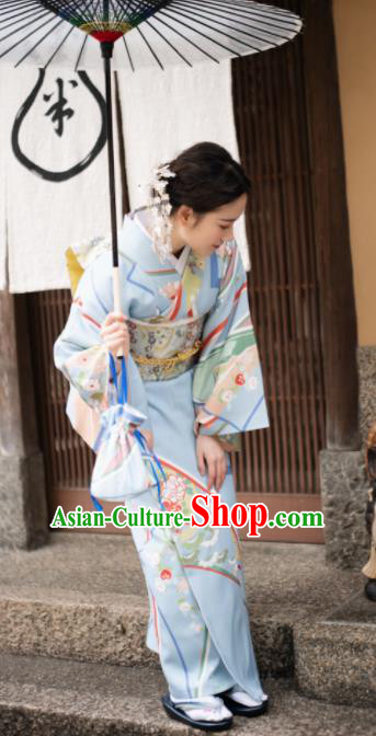 Japanese Handmade Kimono Japan Traditional Yukata Blue Dress for Women Japanese Handmade Kimono Japan Traditional Yukata Blue Dress for Women