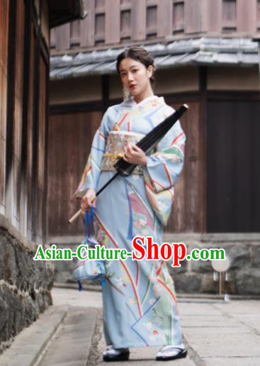 Japanese Handmade Kimono Japan Traditional Yukata Blue Dress for Women Japanese Handmade Kimono Japan Traditional Yukata Blue Dress for Women