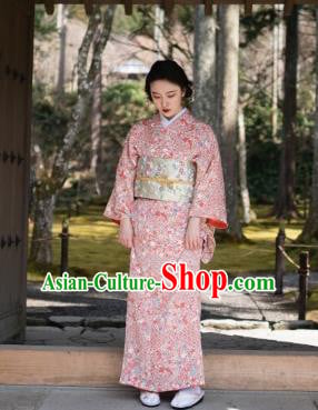 Japanese Handmade Kimono Japan Traditional Yukata Pink Dress for Women Japanese Handmade Kimono Japan Traditional Yukata Pink Dress for Women
