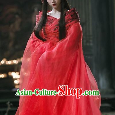 The Knight of Shadows Chinese Ming Dynasty Princess Wedding Red Hanfu Dress and Headpiece for Women
