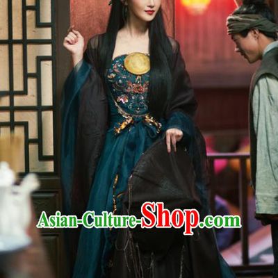 The Knight of Shadows Chinese Ming Dynasty Courtesan Hanfu Dress Ancient Fairy Historical Costume and Headpiece for Women