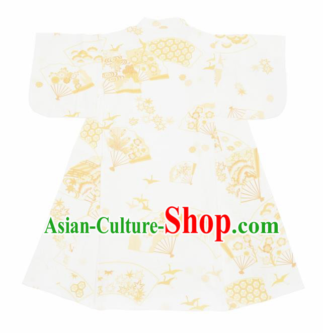 Japanese Handmade Printing White Kimono Costume Japan Traditional Yukata Dress for Women Japanese Handmade Printing White Kimono Costume Japan Traditional Yukata Dress for Women