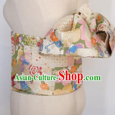 Japanese Handmade Kimono Brocade Waistband Japan Traditional Yukata Belts for Women