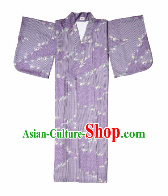 Japanese Handmade Printing Purple Kimono Costume Japan Traditional Yukata Dress for Women Japanese Handmade Printing Purple Kimono Costume Japan Traditional Yukata Dress for Women