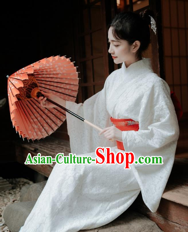 Japanese Handmade White Lace Kimono Costume Japan Traditional Yukata Dress for Women Japanese Handmade White Lace Kimono Costume Japan Traditional Yukata Dress for Women