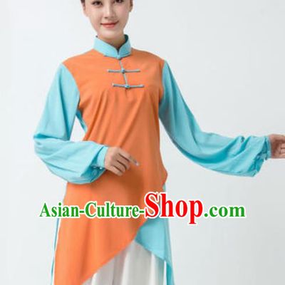 Chinese Traditional Tai Chi Orange Costume Martial Arts Uniform Kung Fu Wushu Clothing for Women