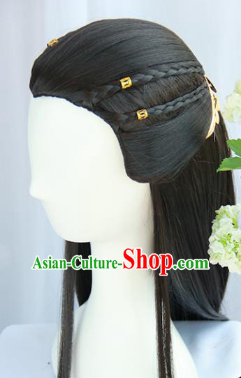 Chinese Traditional Hanfu Wigs Sheath Ancient Swordsman Hairpiece Handmade Chignon for Men Chinese Traditional Hanfu Wigs Sheath Ancient Swordsman Hairpiece Handmade Chignon for Men