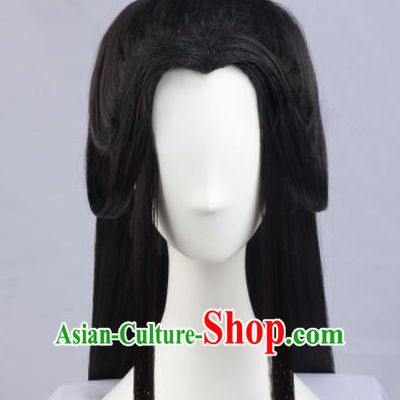 Chinese Traditional Jin Dynasty Prince Hanfu Wigs Sheath Ancient Swordsman Hairpiece Handmade Chignon for Men