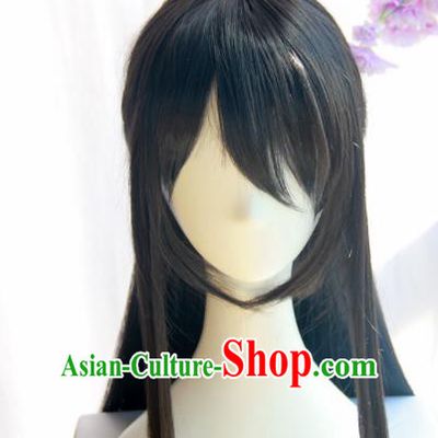 Chinese Traditional Knight Hanfu Wigs Sheath Ancient Swordsman Hairpiece Handmade Chignon for Men