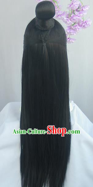 Chinese Traditional Hanfu Wigs Sheath Ancient Swordsman Hairpiece Handmade Chignon for Men Chinese Traditional Hanfu Wigs Sheath Ancient Swordsman Hairpiece Handmade Chignon for Men