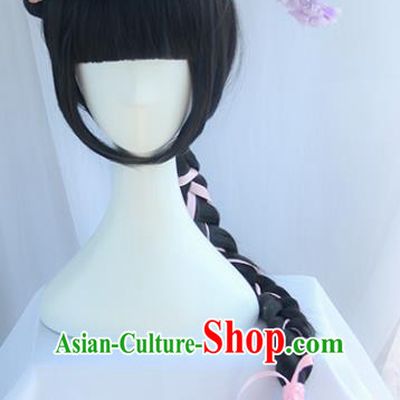 Handmade Chinese Ancient Maidservants Headpiece Chignon Traditional Hanfu Wigs Sheath for Women