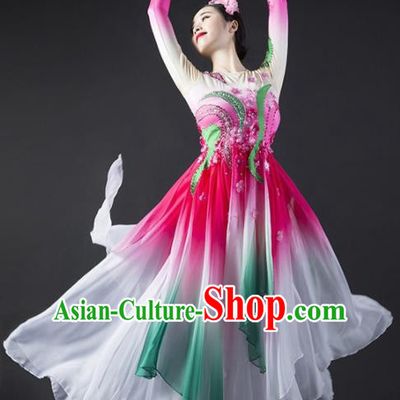 Chinese Classical Dance Stage Performance Costume Traditional Spring Festival Gala Dance Rosy Dress for Women