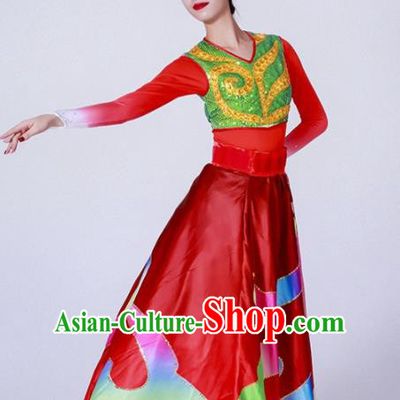 Chinese Spring Festival Gala Classical Dance Costume Traditional Modern Dance Red Dress for Women